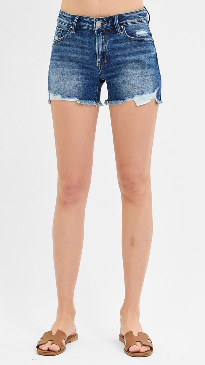 Low Rise Dark Wash Pikaboo Lining Shorts