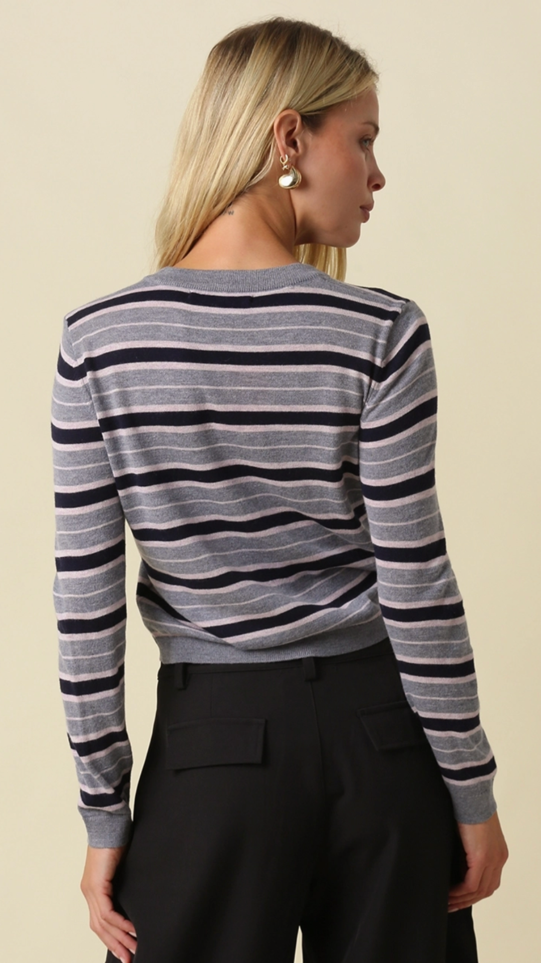 Multi Stripe Button Cardigan