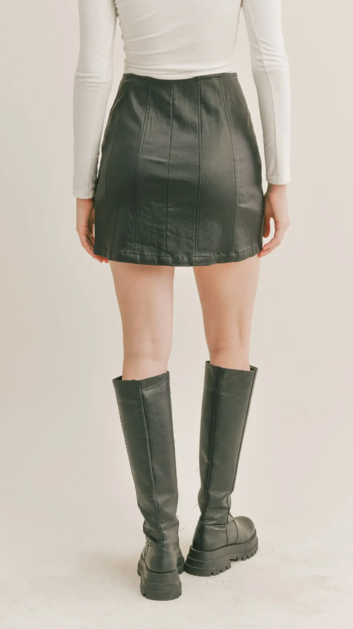 Zipper Front Mini Skirt