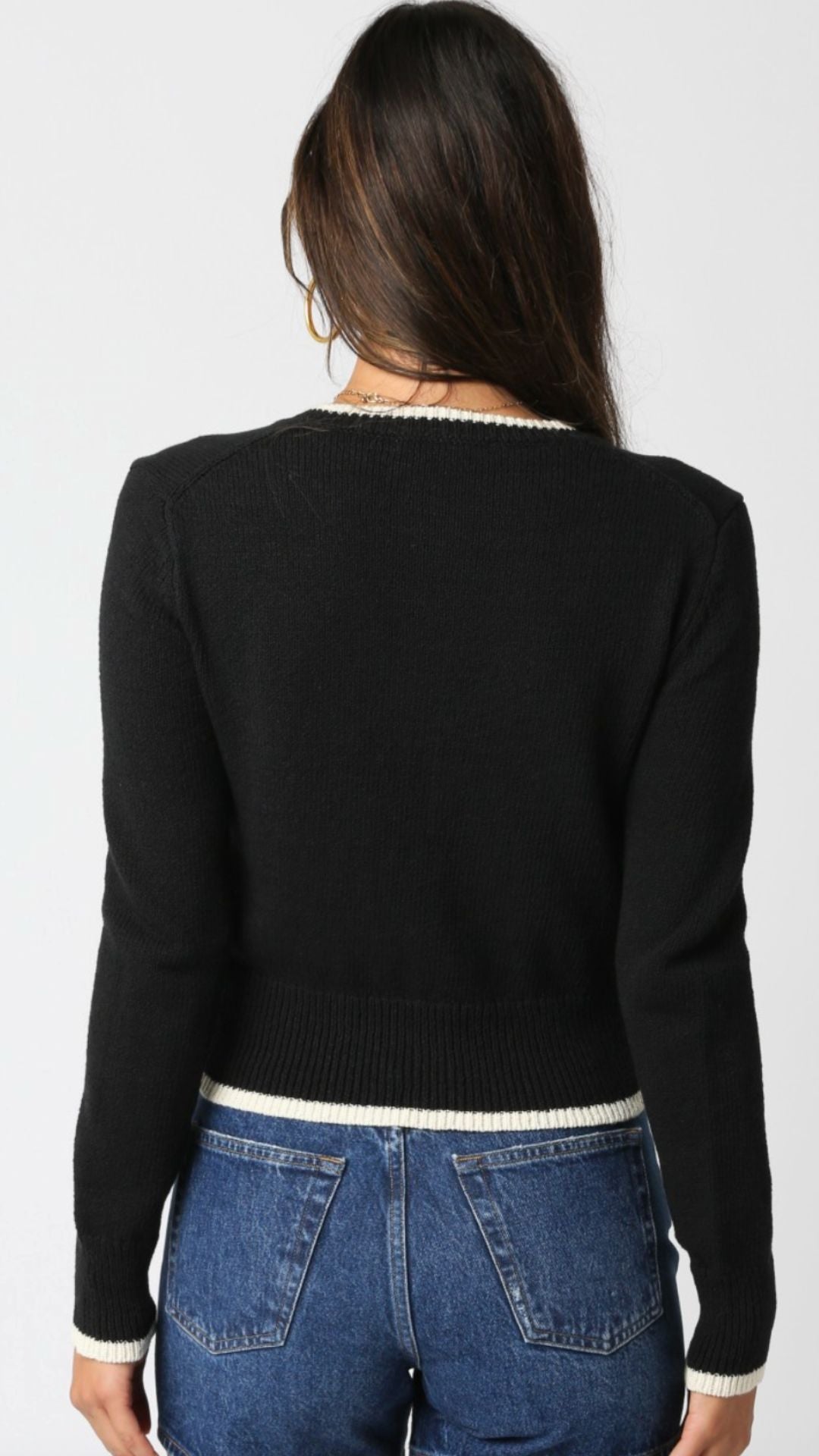 Black And Cream Sweater Cardigan