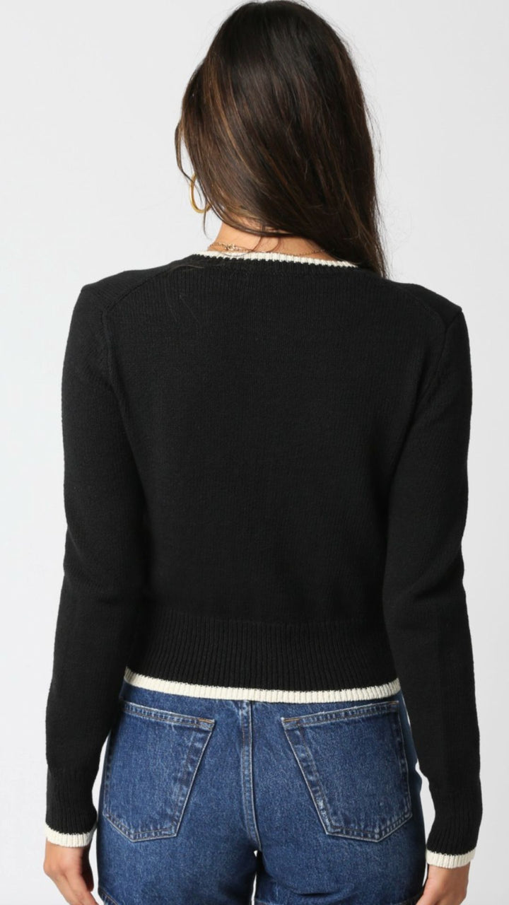 Black And Cream Sweater Cardigan