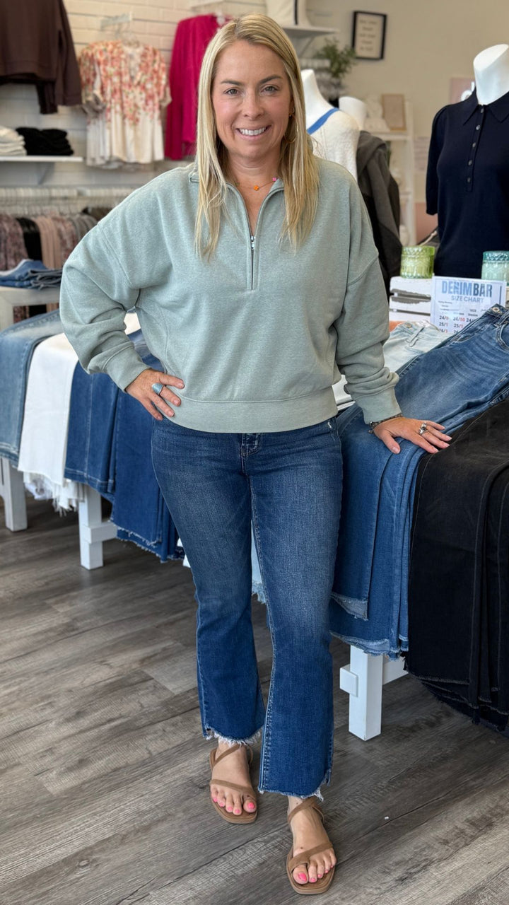 Sage Green Love This Way Half Zip Sweatshirt