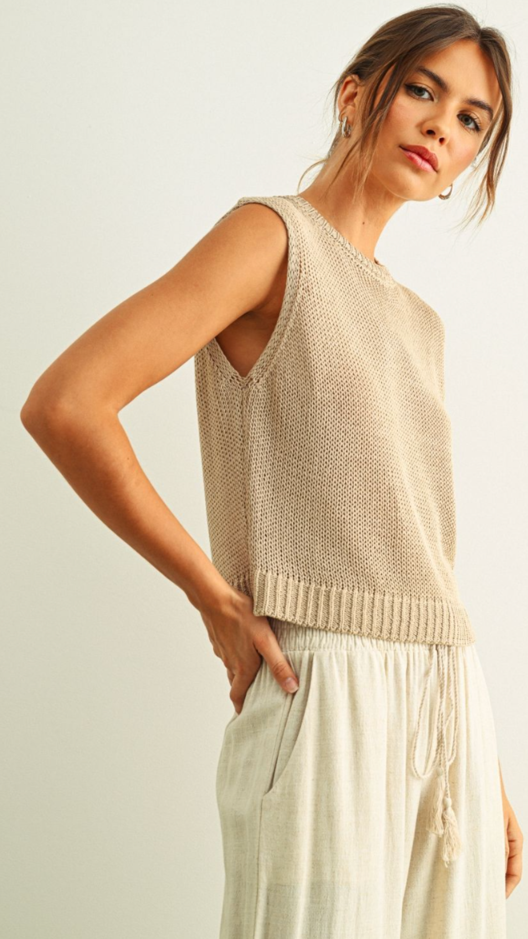 Stone Sleeveless Knit Top