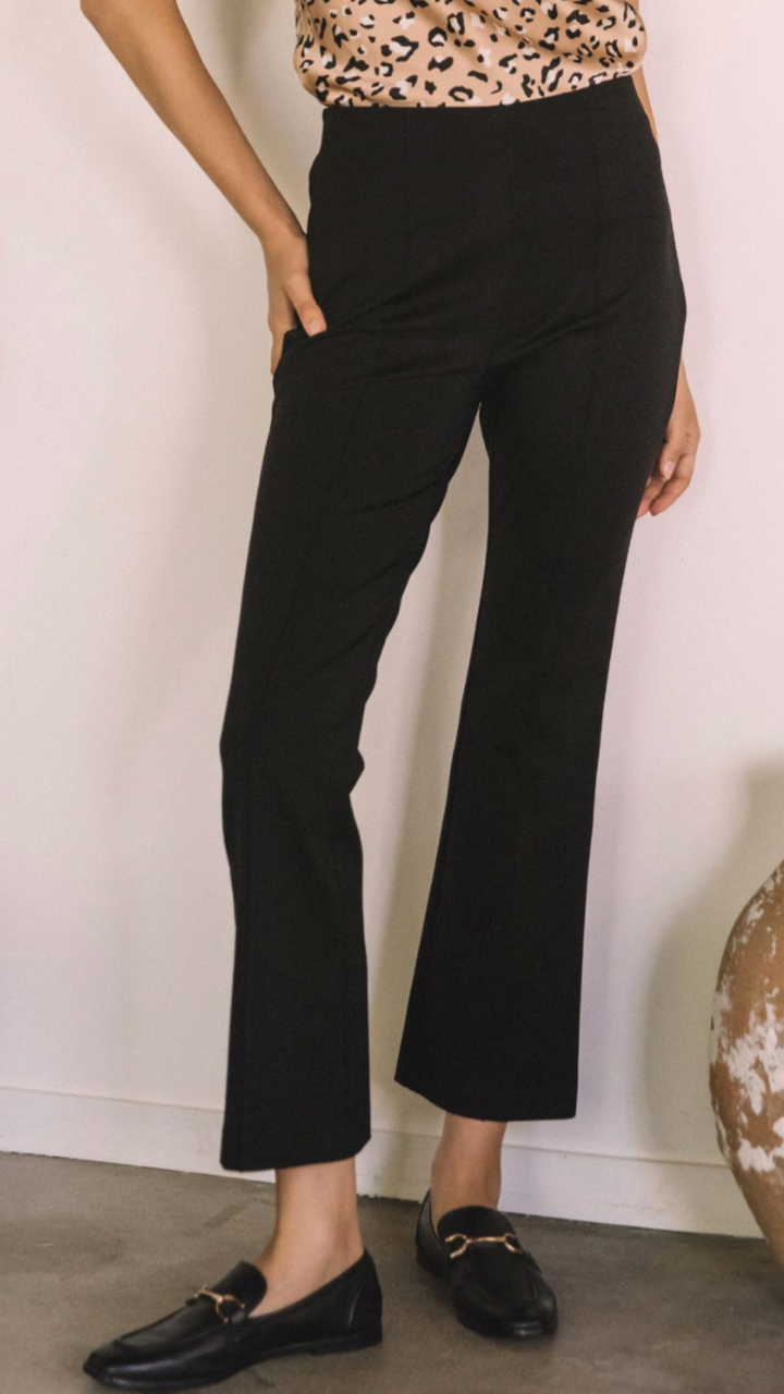 Black Kick Flare Cropped Dress Pants