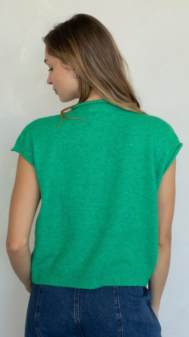 Kelly Green Piper Vest Cardigan