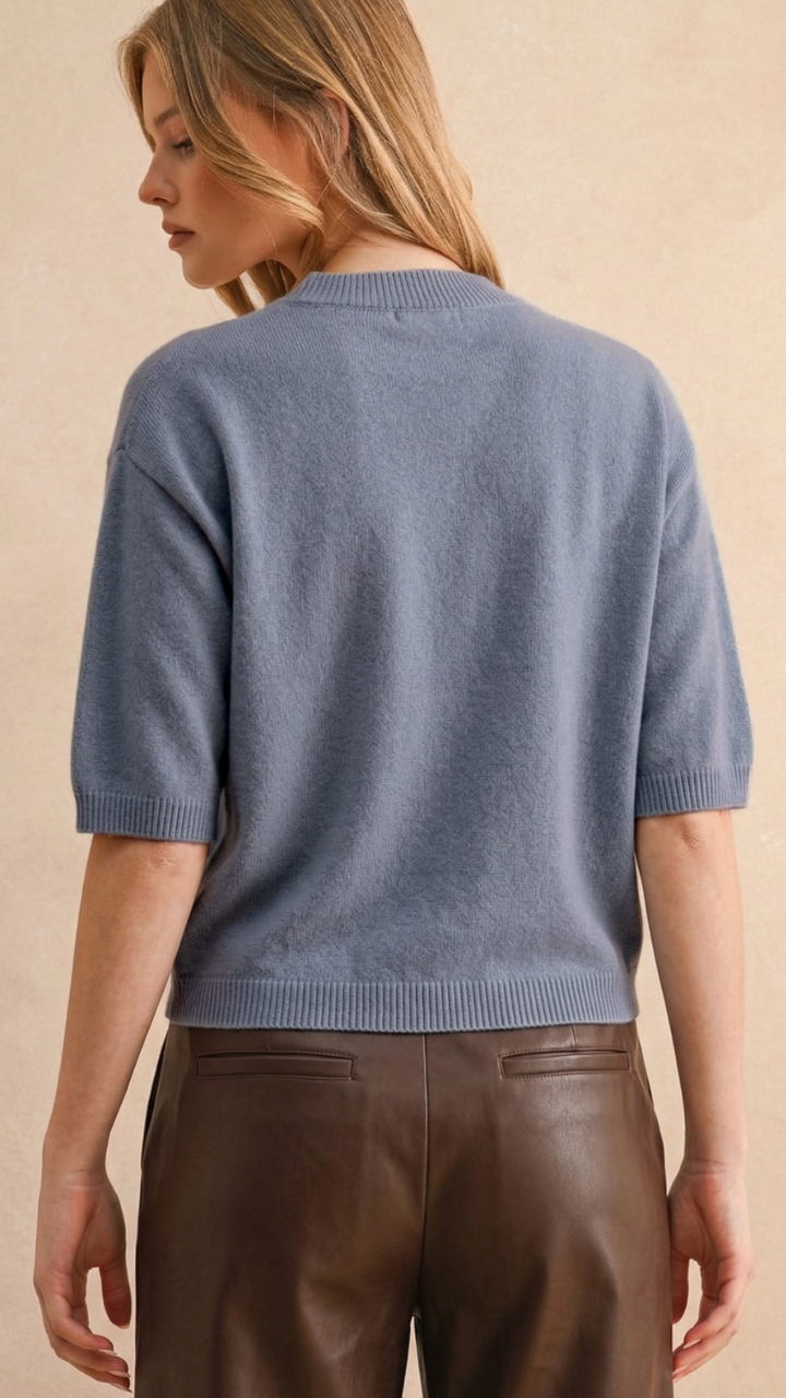 Cashmere Blue Short Sleeve Sweater