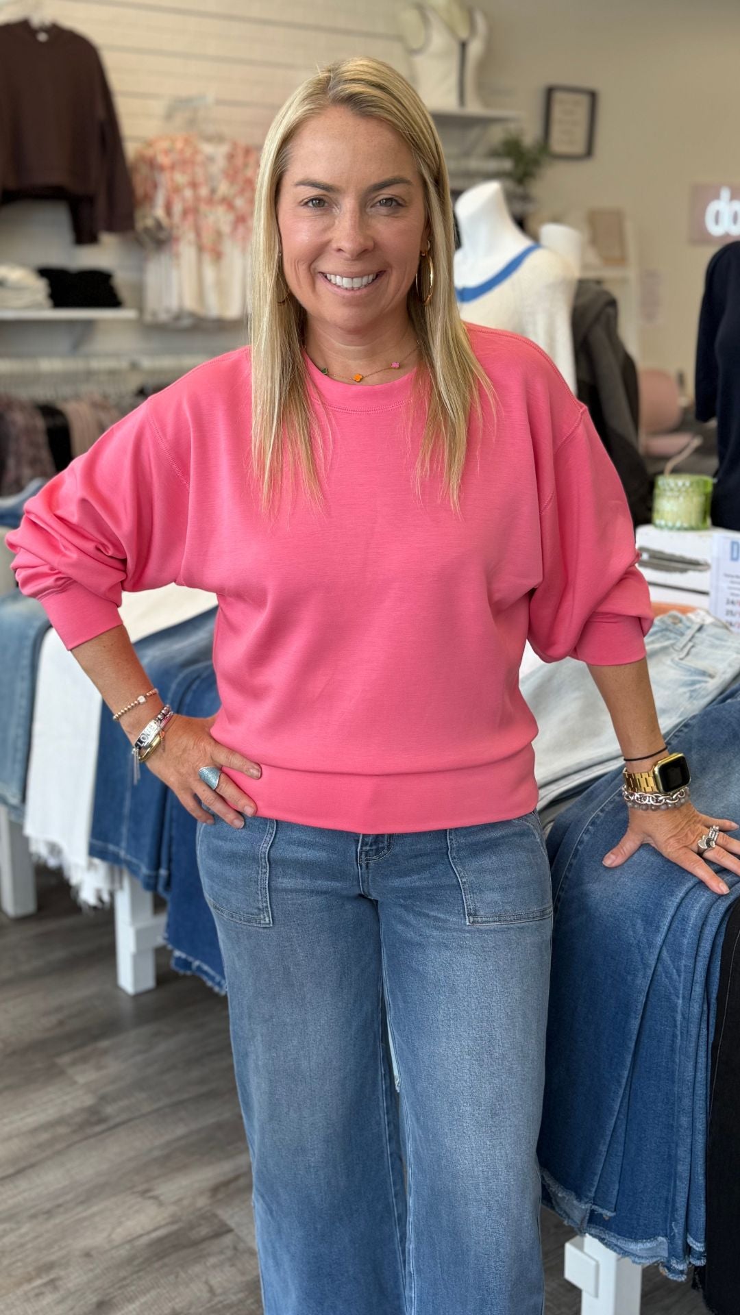 Taffy Pink Scuba Classic Crew Neck Sweatshirt
