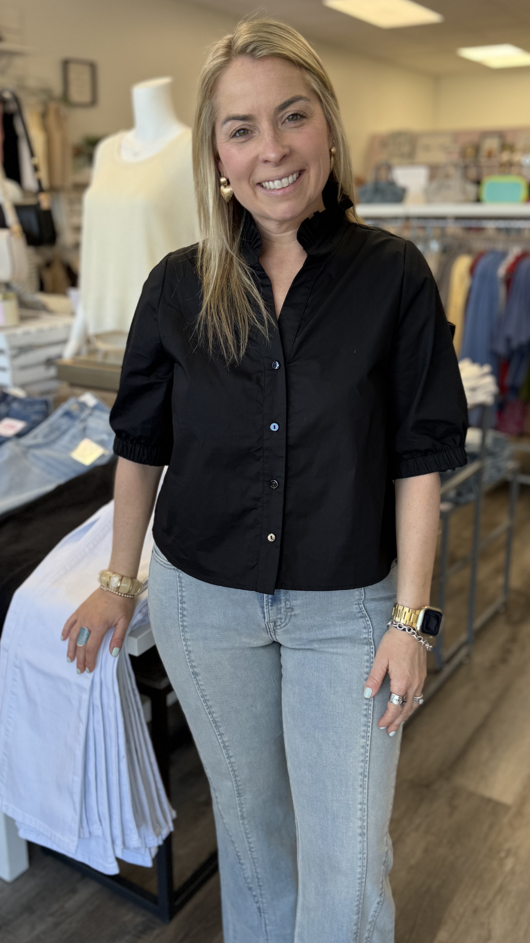 Short Sleeve Poplin Top