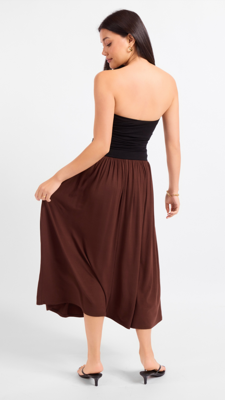 Hot Coffee Strapless Midi Dress