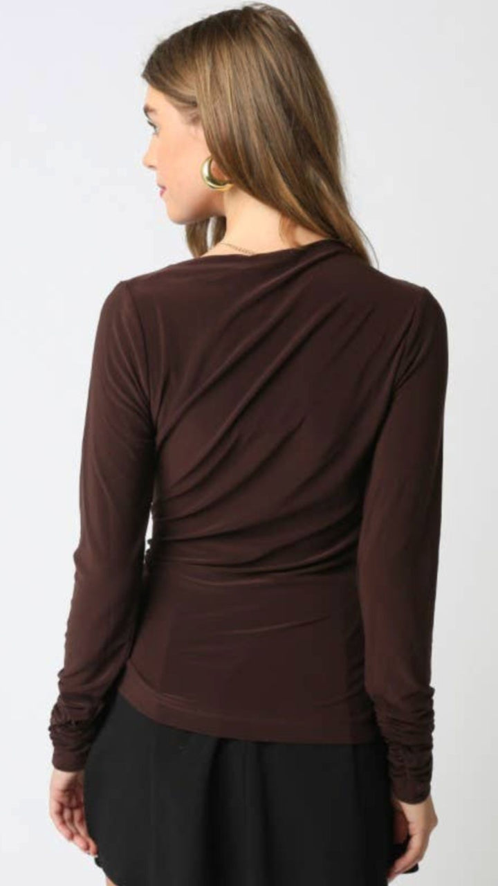Chocolate Brown Asymmetrical Hem Top