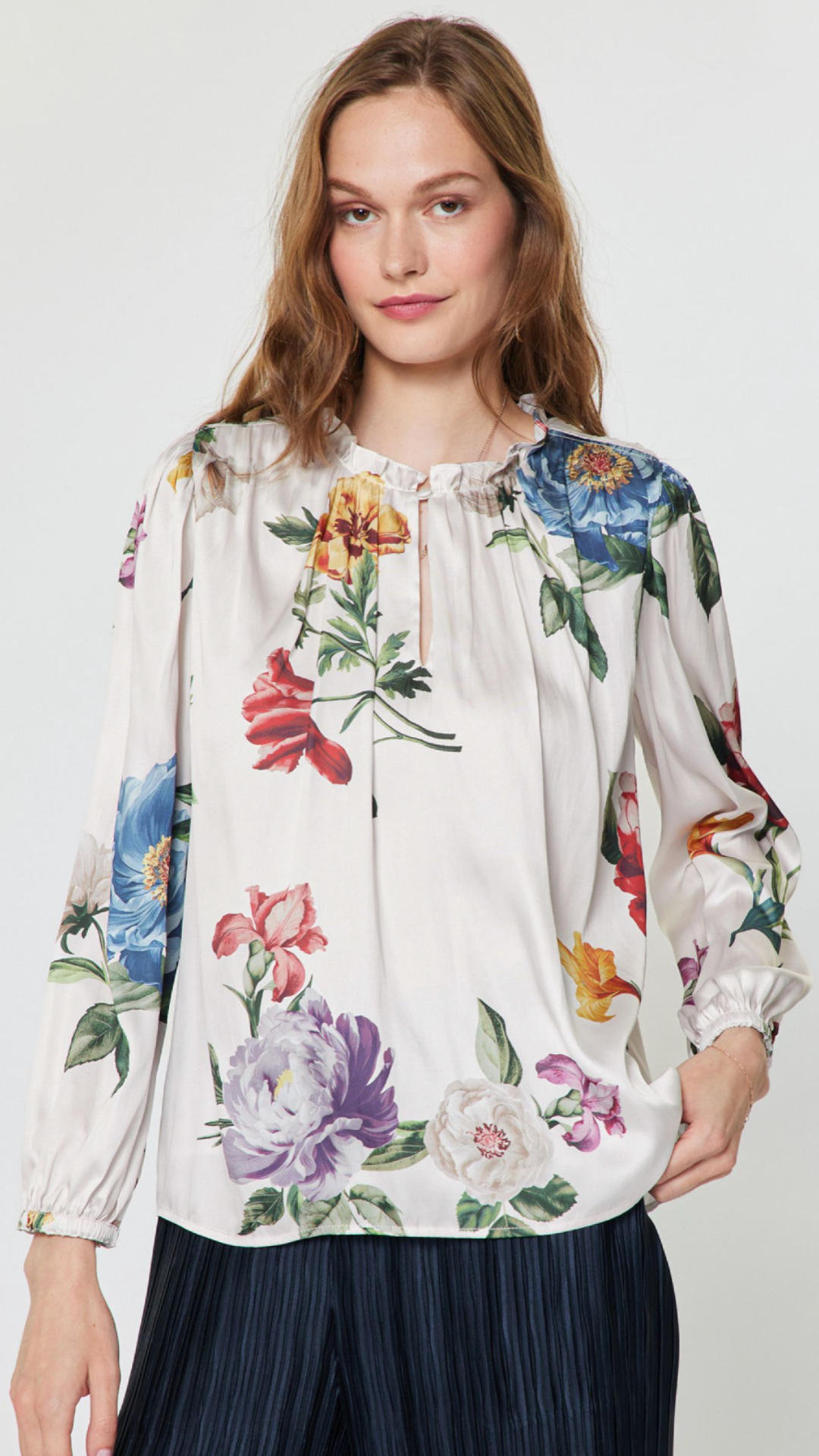 Botanical Floral Print Multi Color Blouse