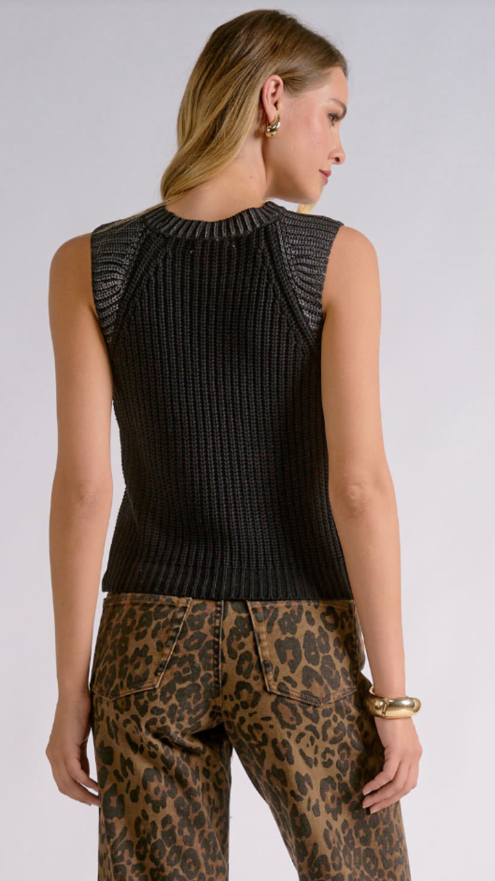 Black Contrast Trim Sweater Vest