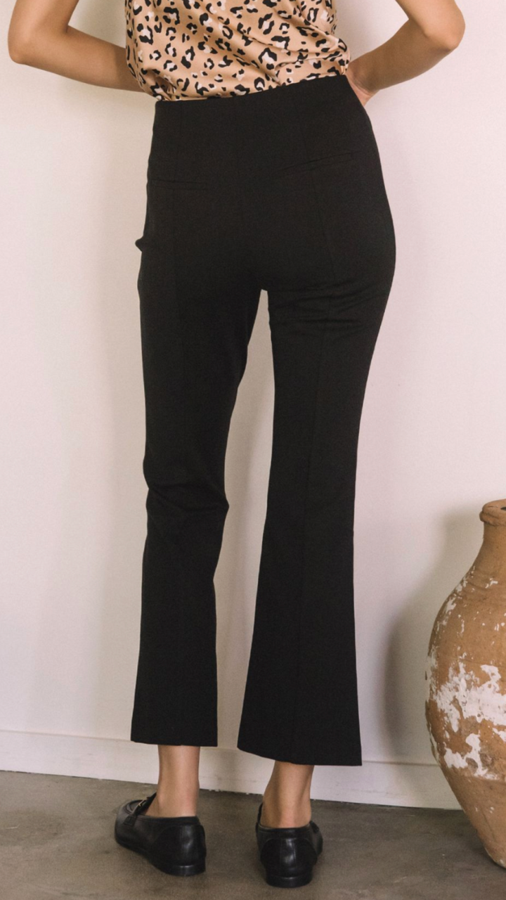 Black Kick Flare Cropped Dress Pants