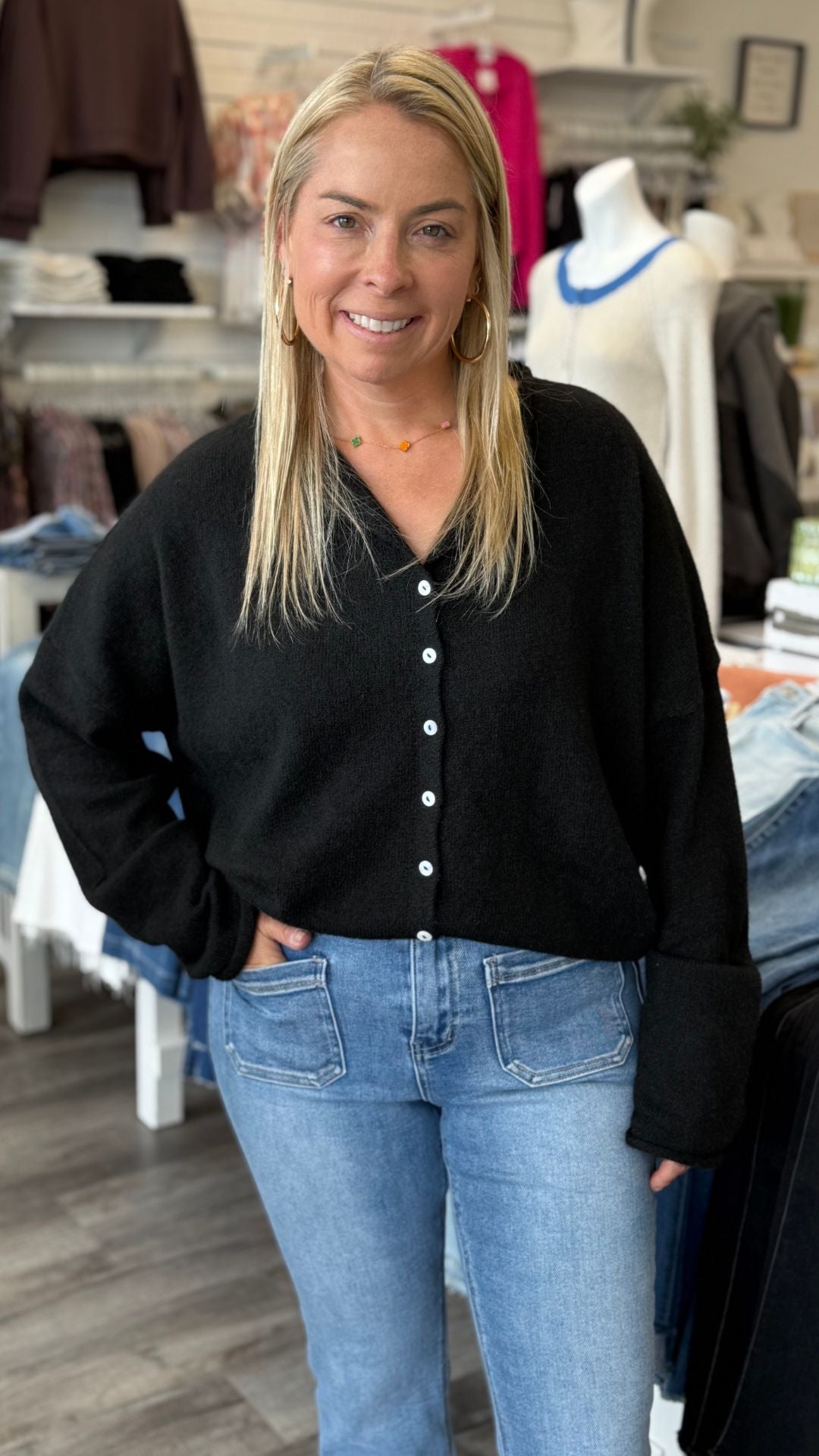 Black Main Character Sweater Cardigan