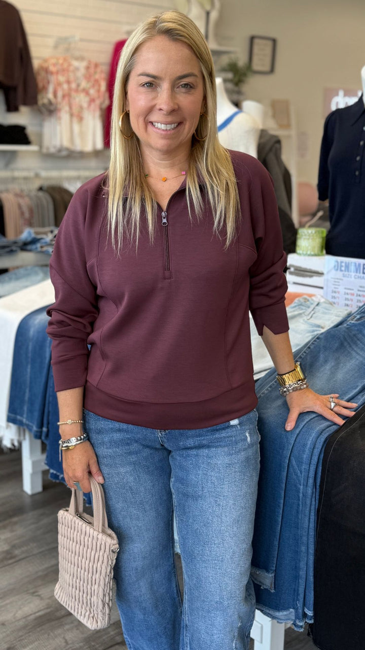 Merlot Truffle Cloud Fleece Quarter Zip