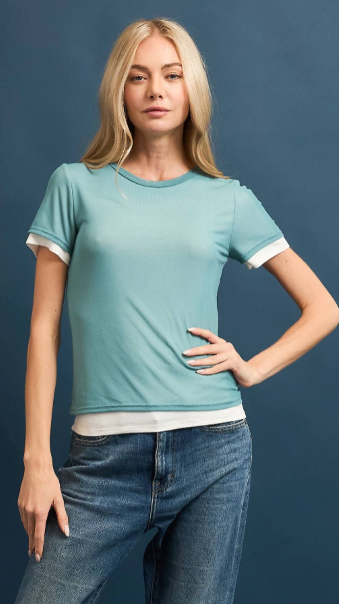 Seafoam Mesh Overlay Tee