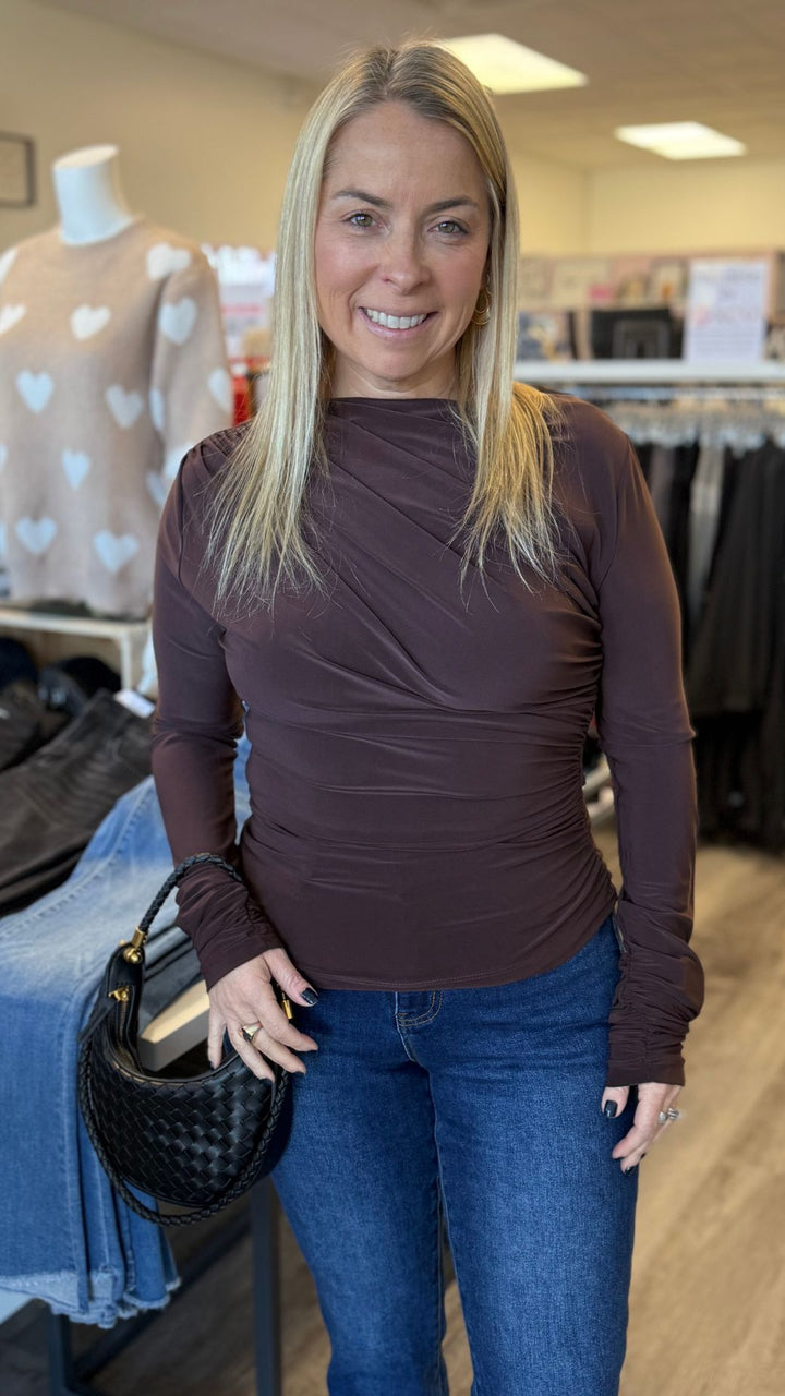 Chocolate Brown Asymmetrical Hem Top