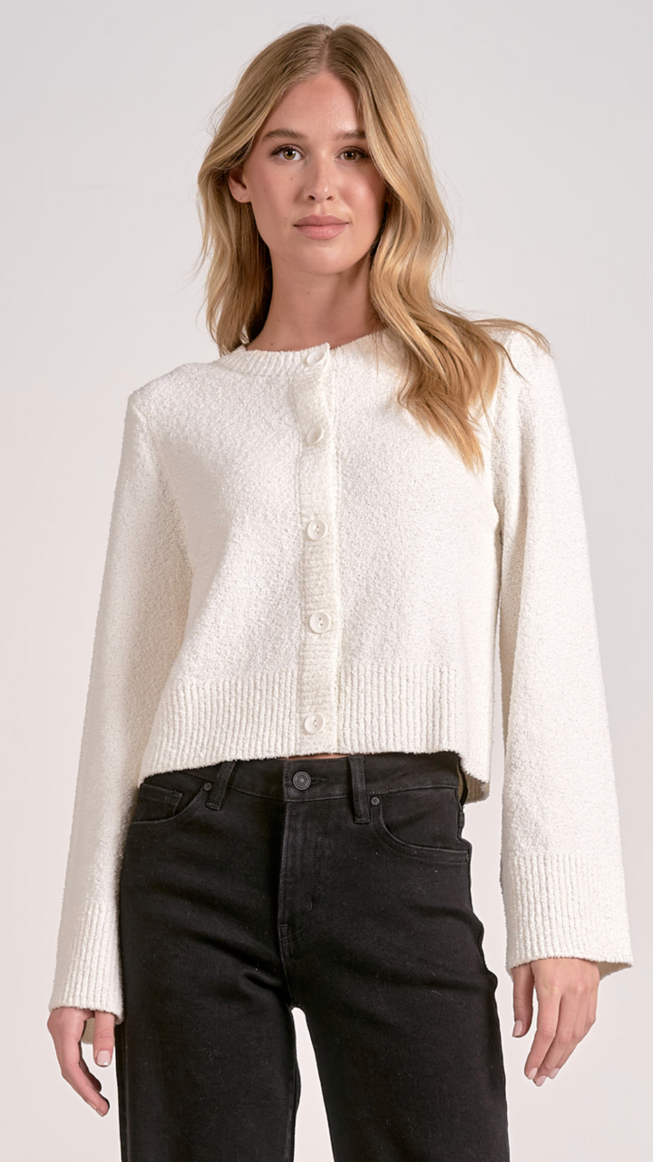White Bell Sleeve Sweater Cardigan