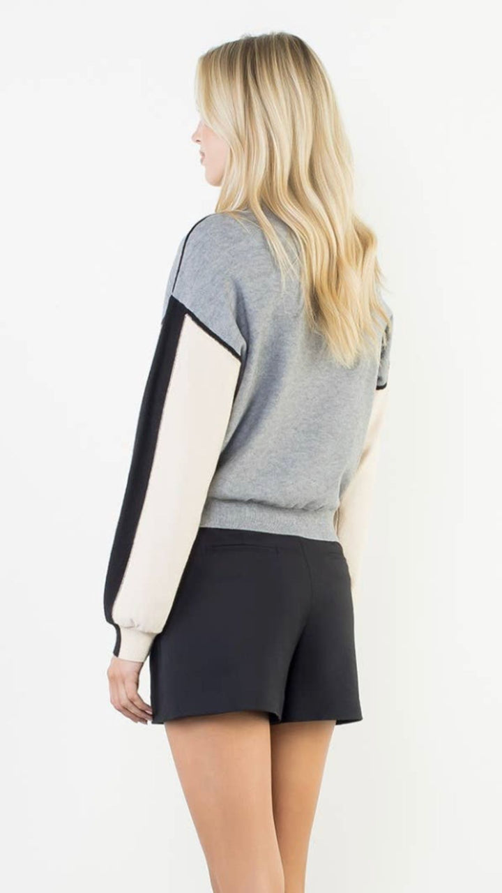 Colorblocked Mock Neck Sweater