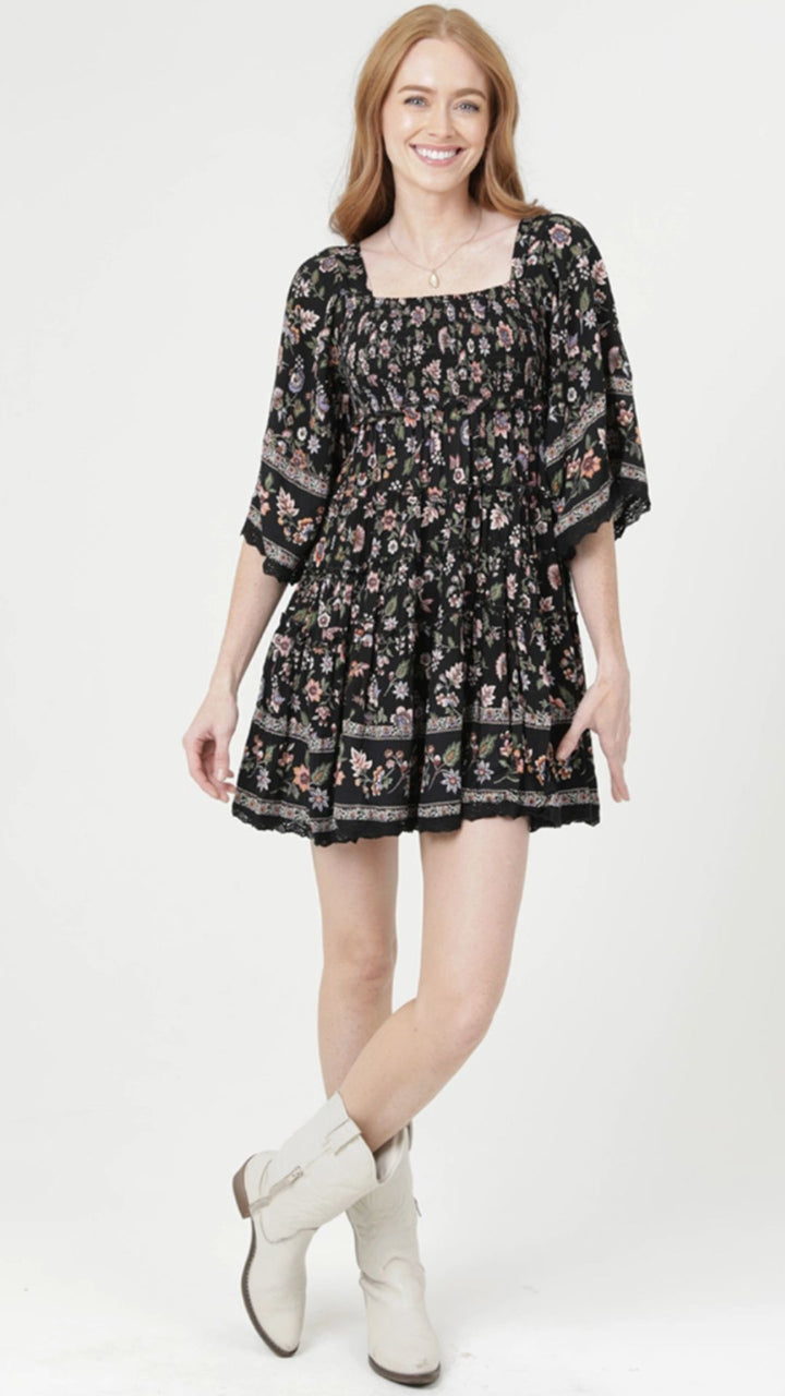 Black Floral Mini Dress