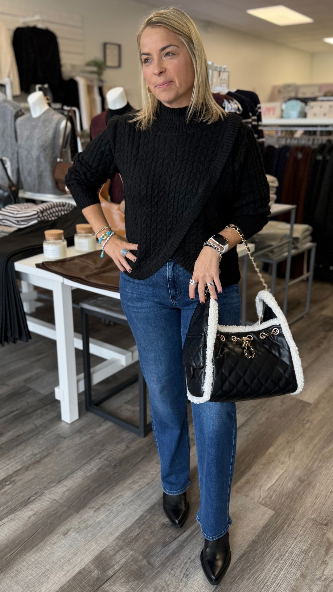 Black Cable Knit Sweater