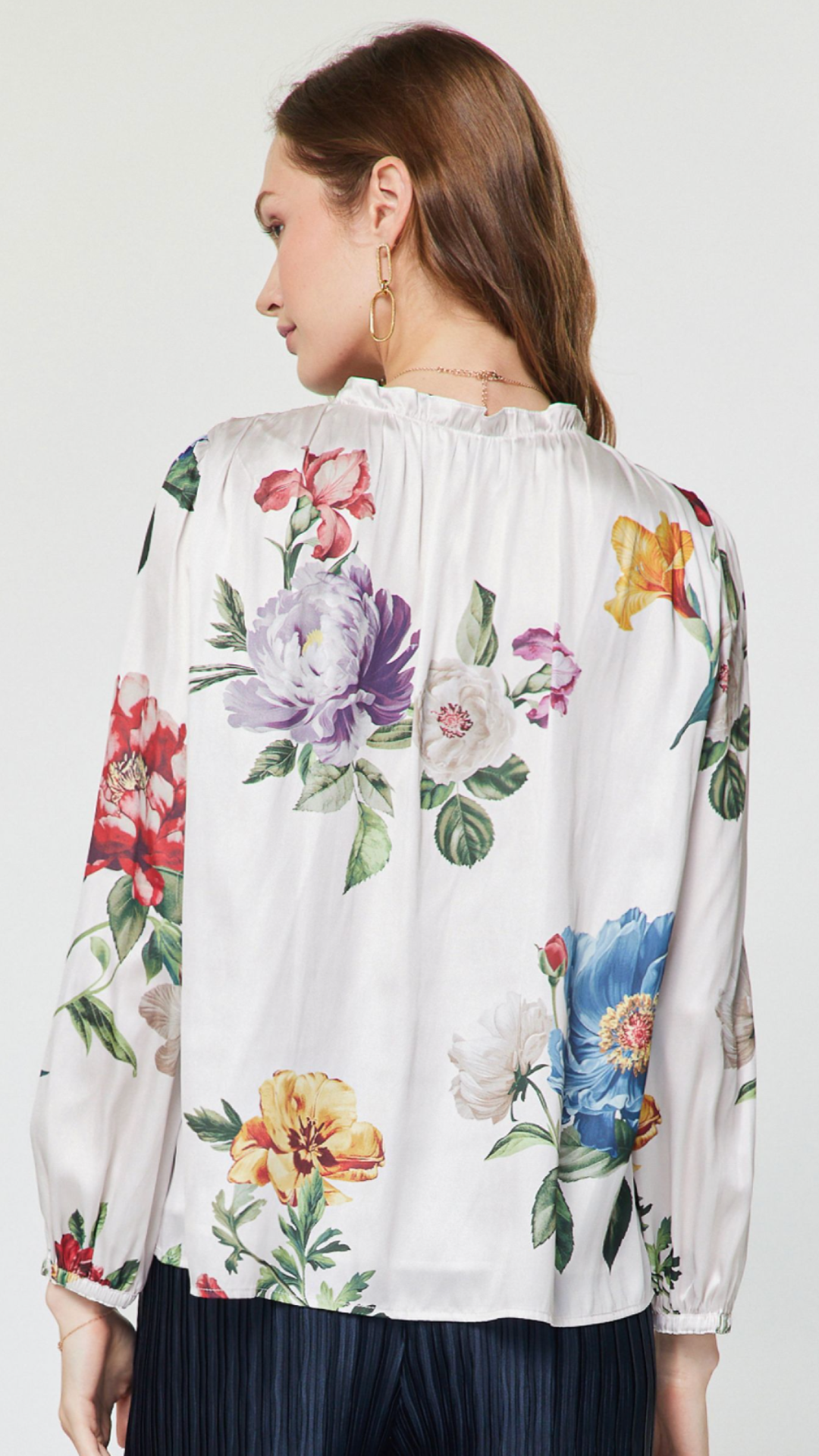 Botanical Floral Print Multi Color Blouse