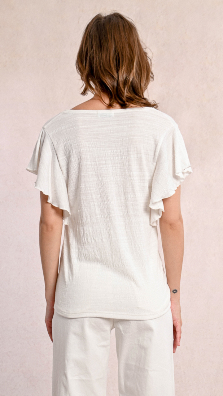 Off White Ruffle Top