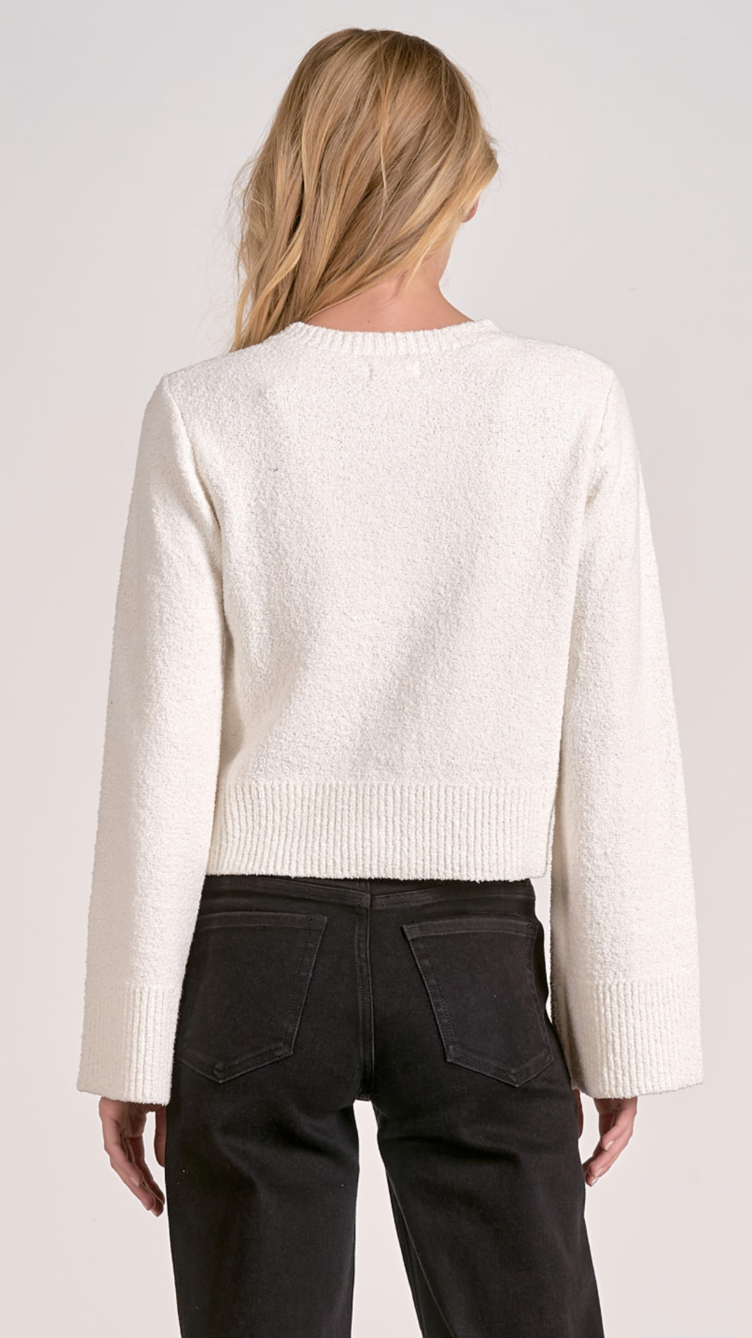 White Bell Sleeve Sweater Cardigan
