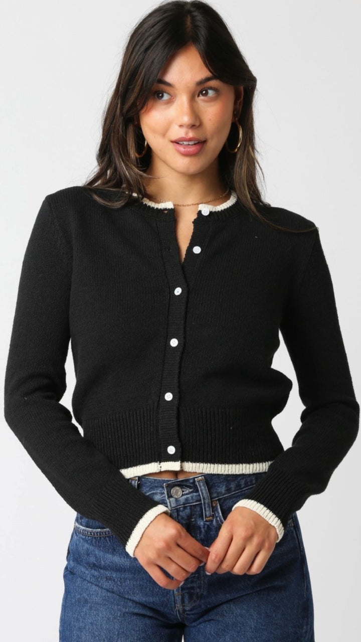 Black And Cream Sweater Cardigan