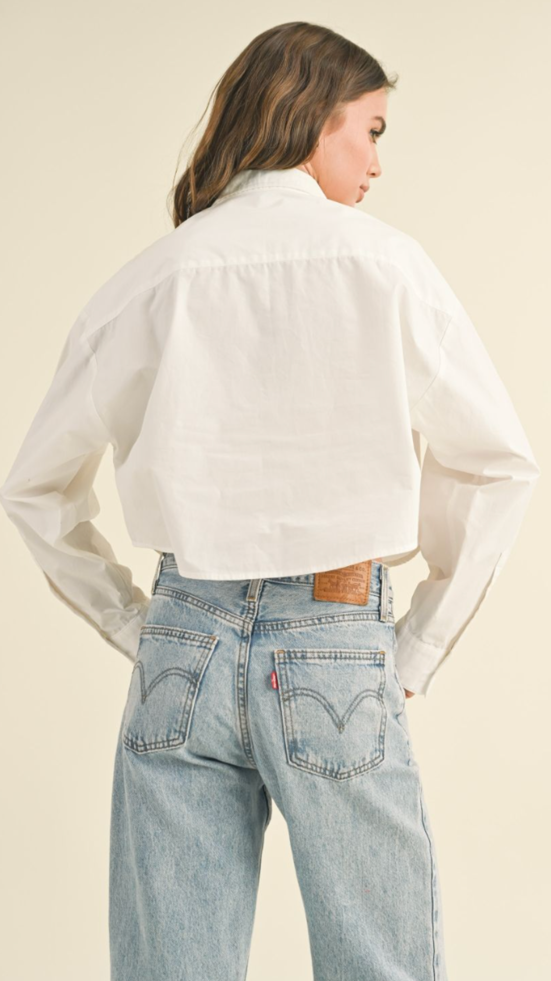 White Poplin Buttondown Top