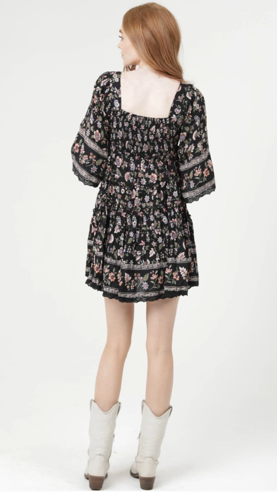 Black Floral Mini Dress