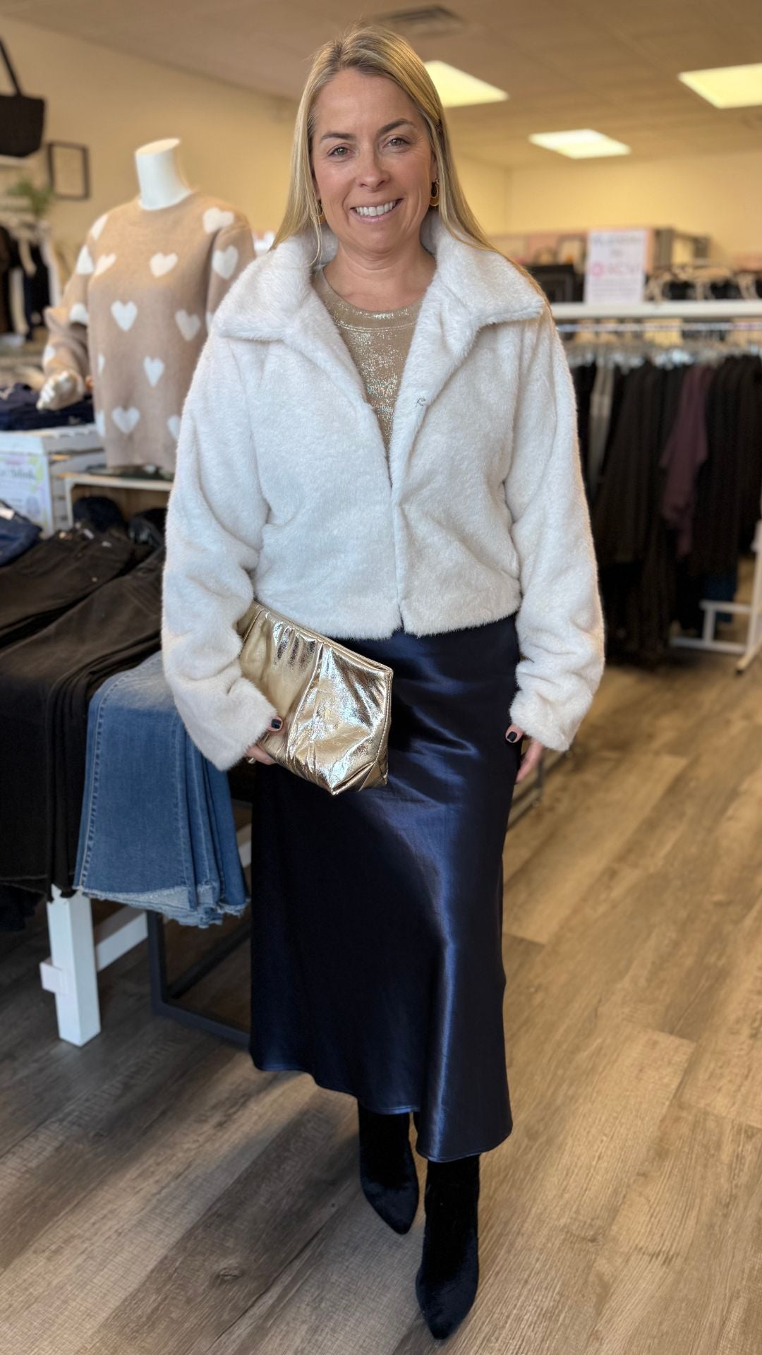 Ivory Short Fur Faux Coat