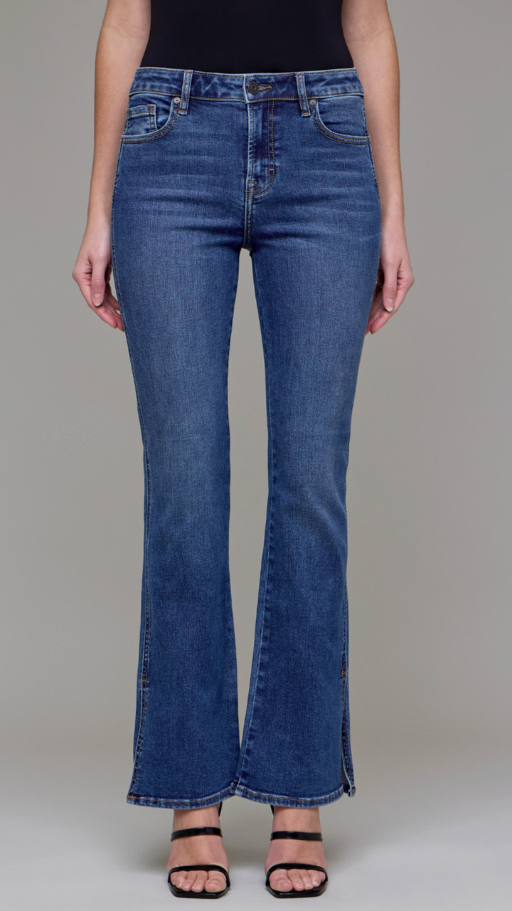 RYAN High Rise Dark Wash Clean Side Slit Bootcut Jeans