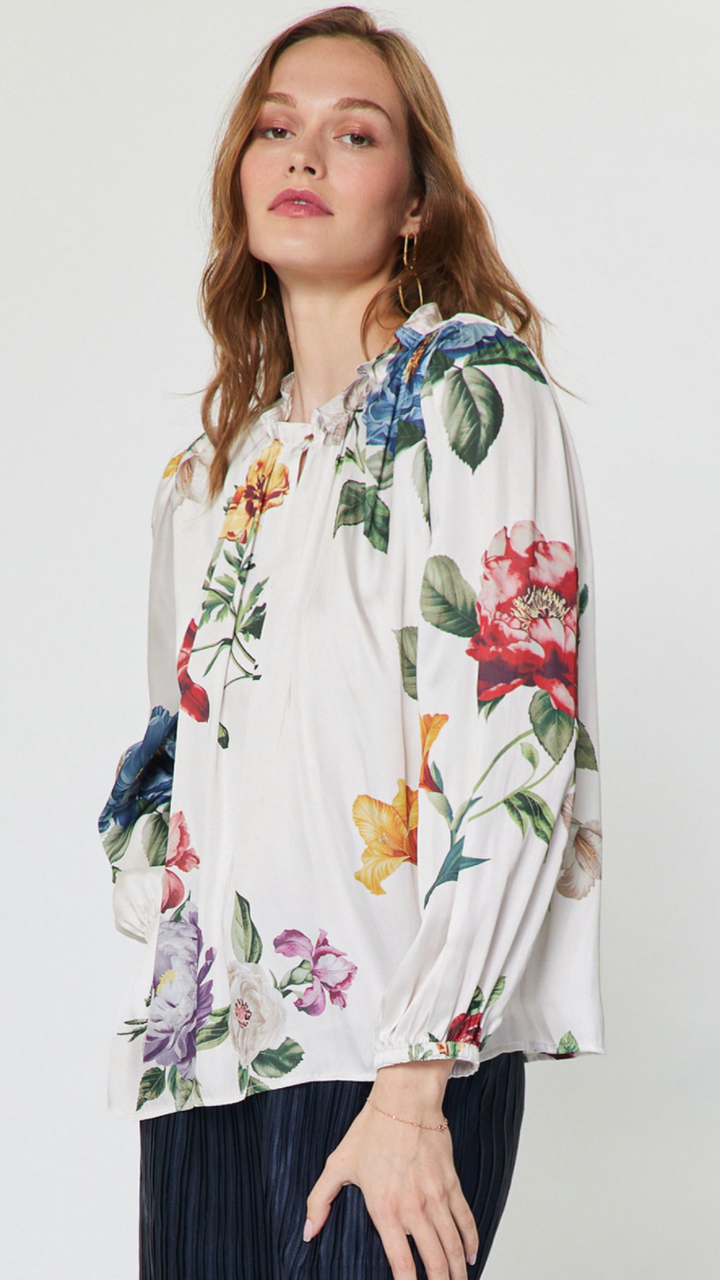 Botanical Floral Print Multi Color Blouse