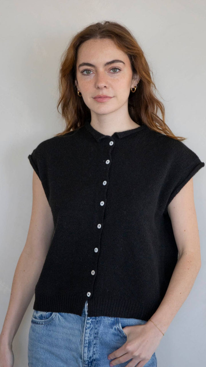 Black Piper Vest Cardigan