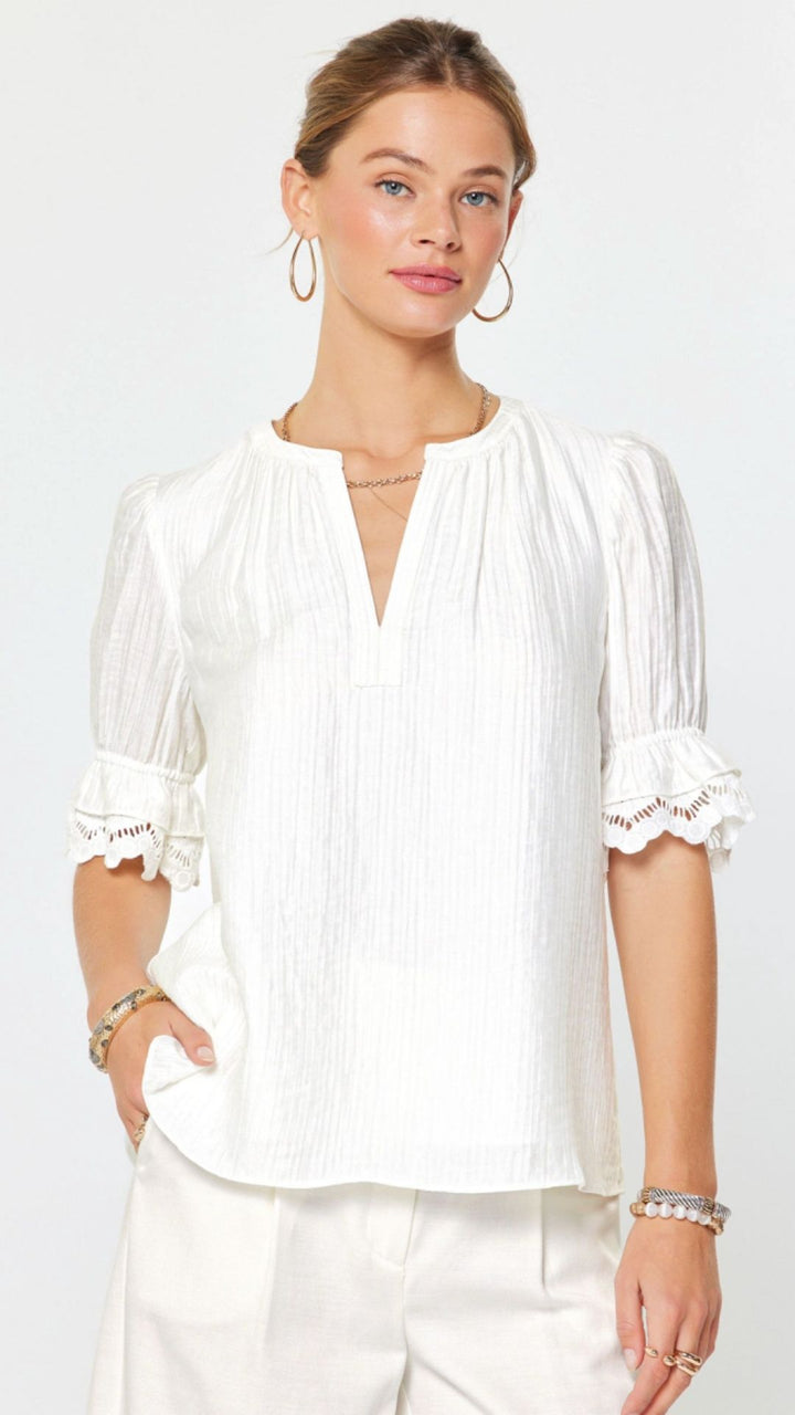 Lace Embroidered Sleeve Blouse