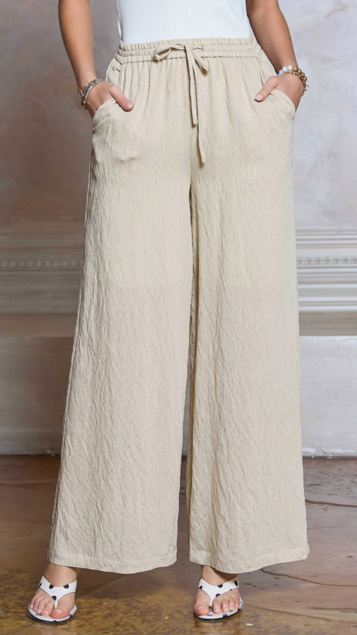 Crinkle Textured Natural Pants