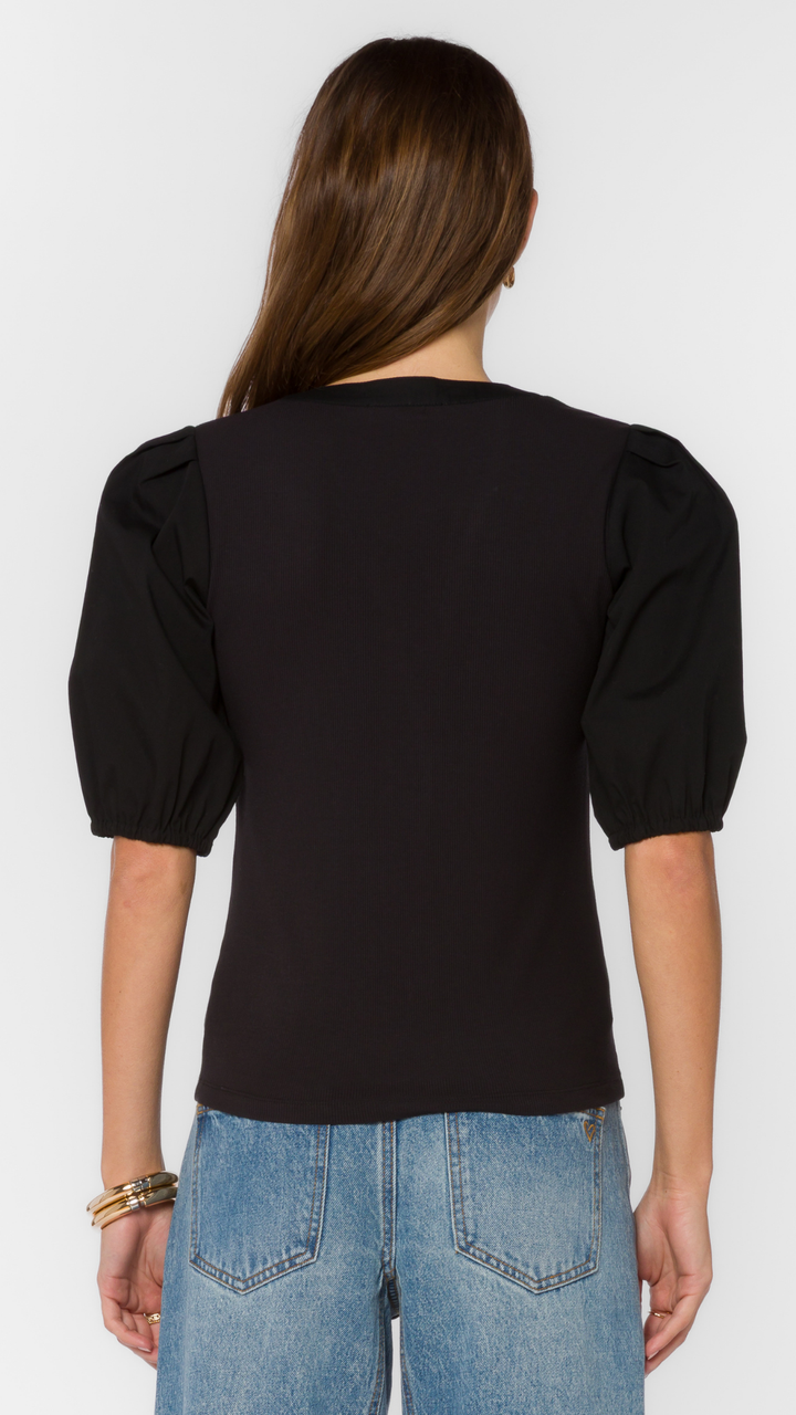 Short Puff Sleeve Henley Top