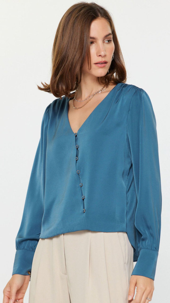 Asymmetrical Front Button Blouse