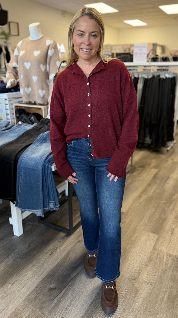 Wine Piper Sweater Cardigan