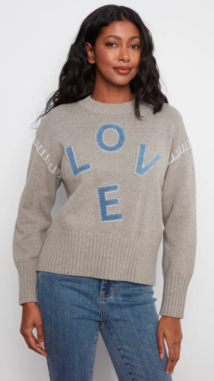 Love Denim Patch Sweater