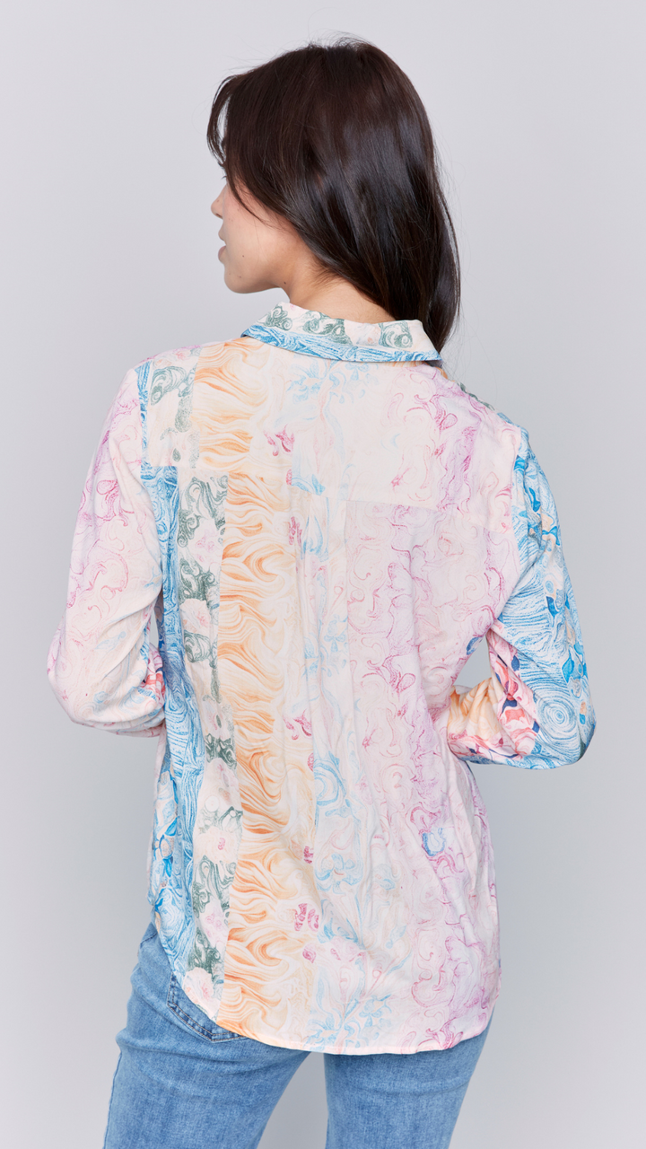 Printed Long Sleeve Button Up