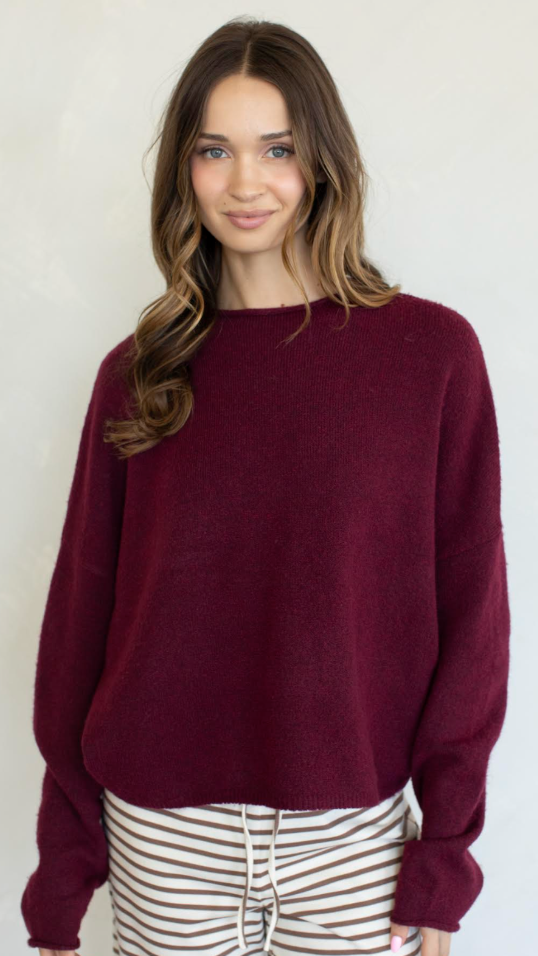 Wine Oversized Piper Pullover