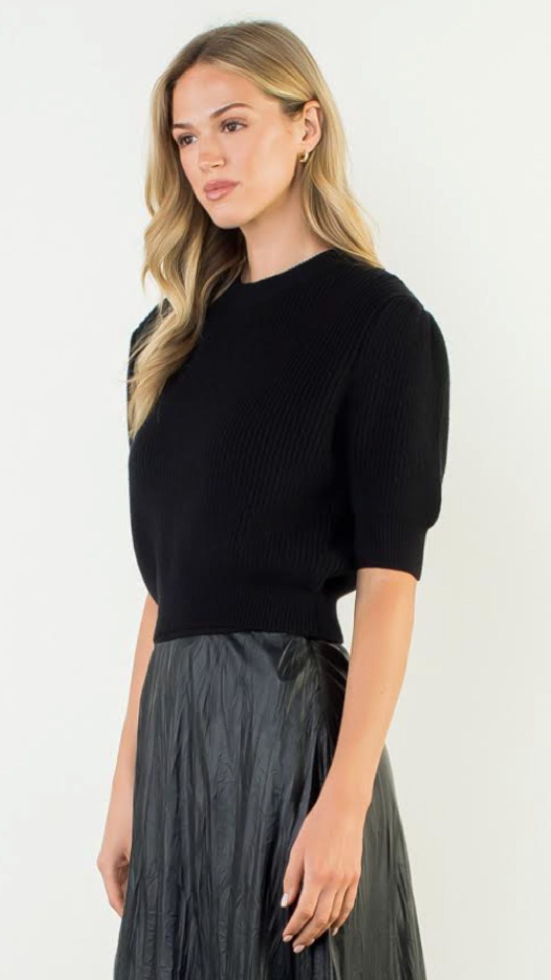 Black Puff Sleeve Sweater