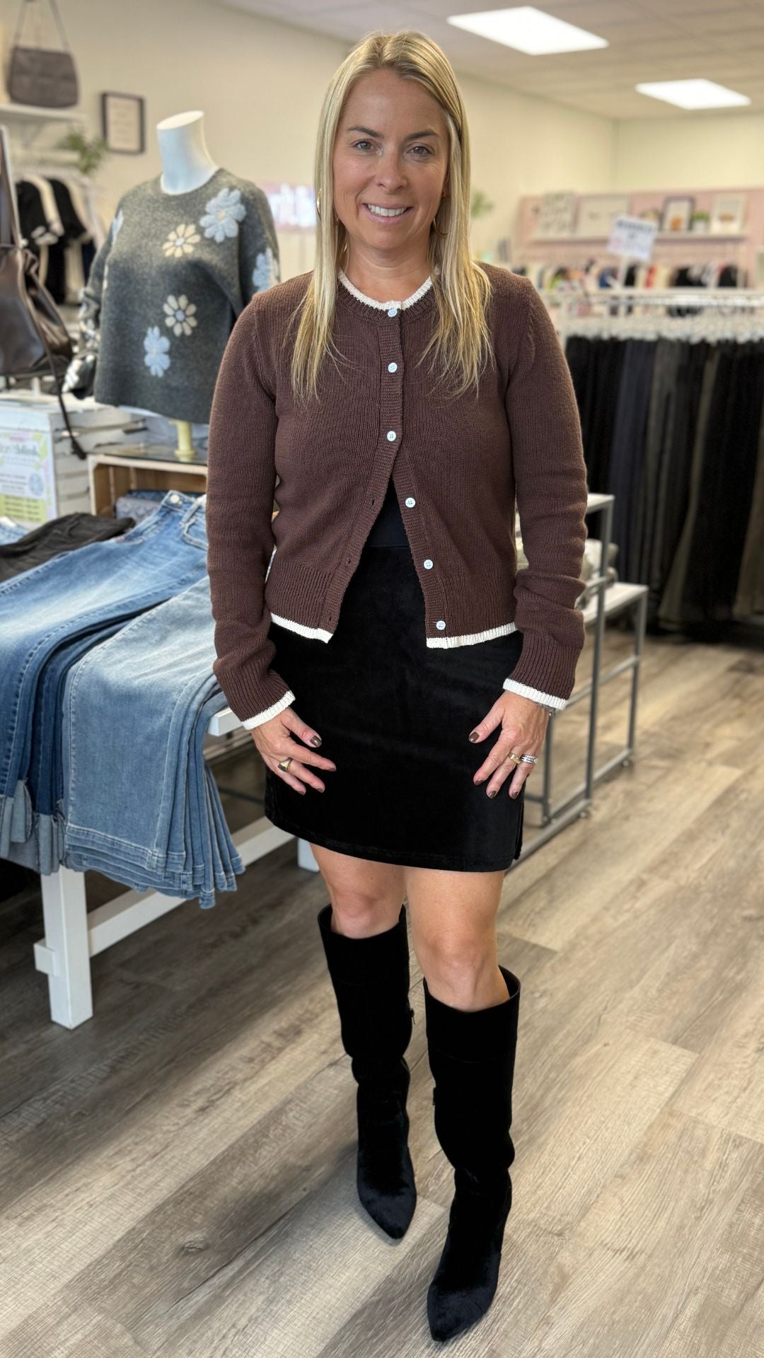 Brown And Cream Sweater Cardigan