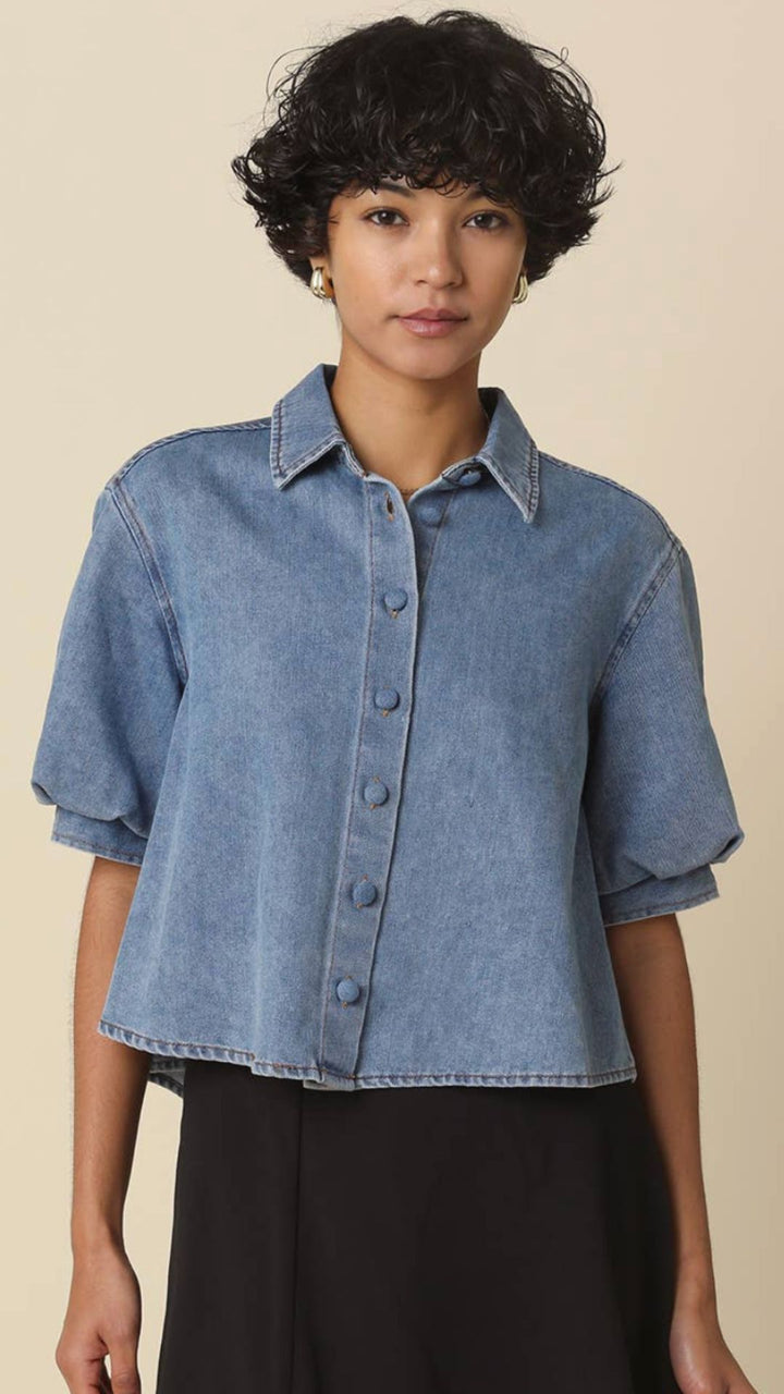 Puff Sleeve Denim Top