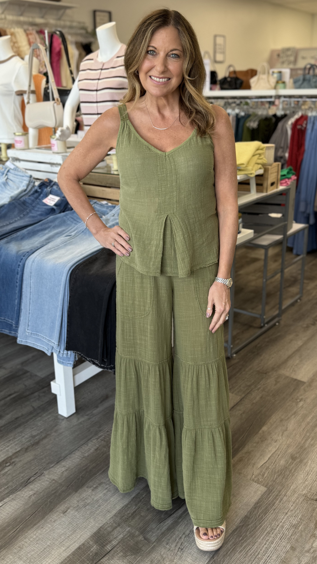 Hedley Gauze Jersey Box Pleat Tank