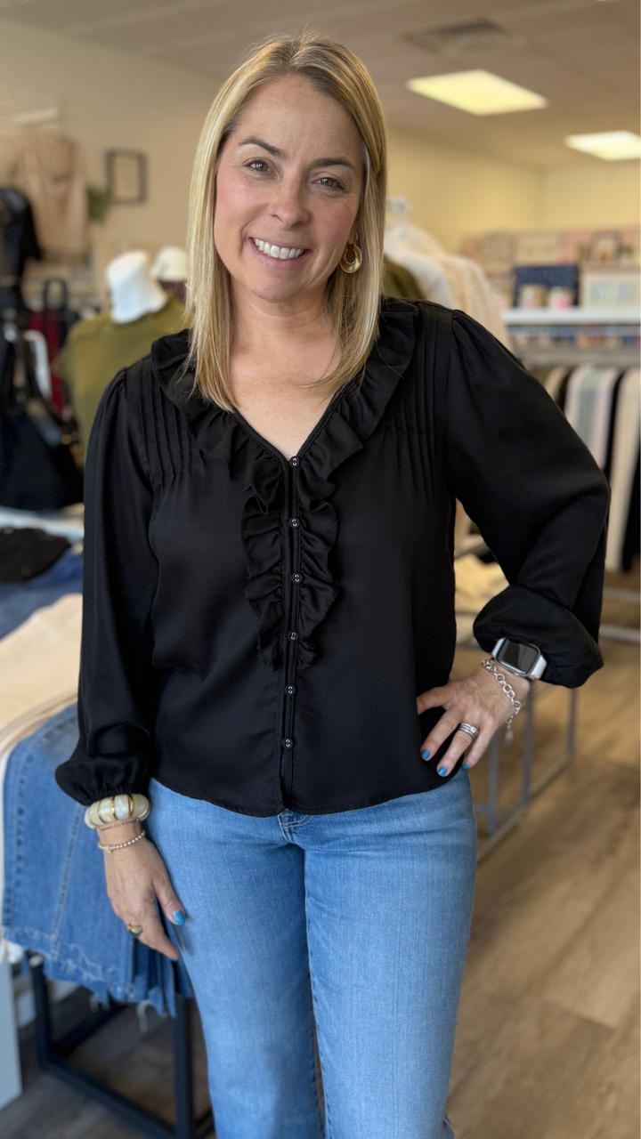Pop Over Ruffle Tencel Top