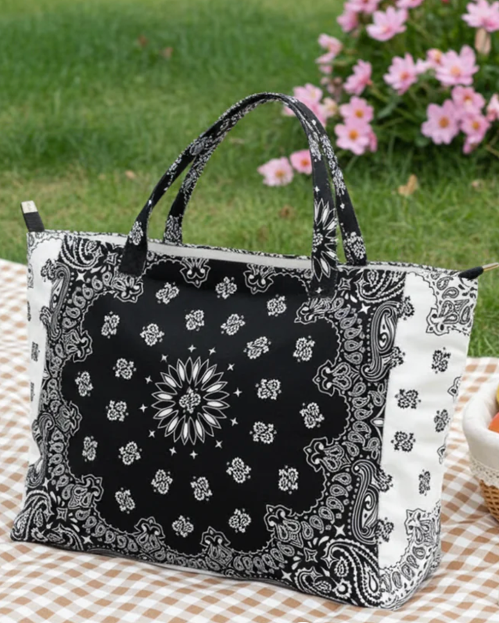 Bailey Black/White Bandana Tote