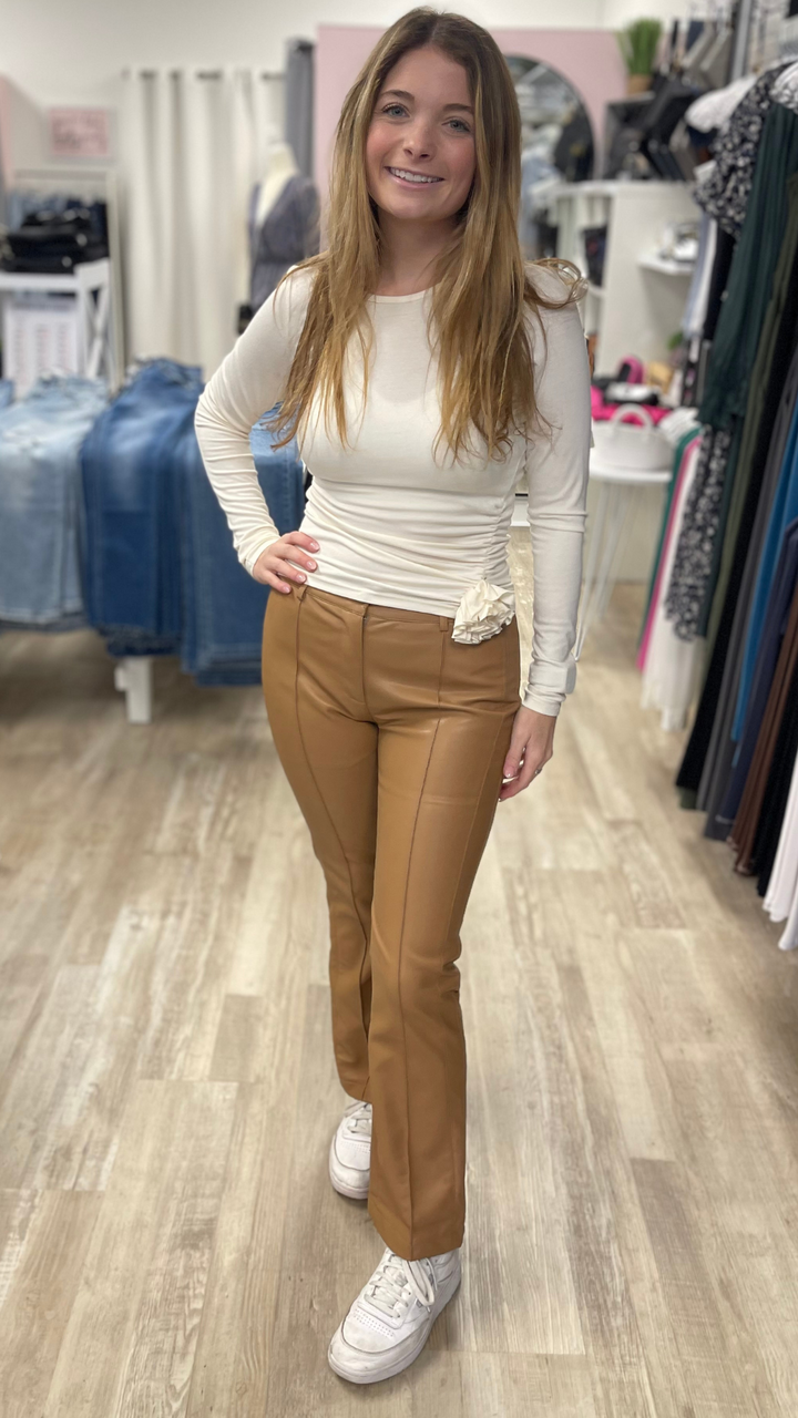 Rose Trim Detail Long Sleeve Top